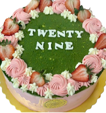 Matcha Strawberry Birthday Cake